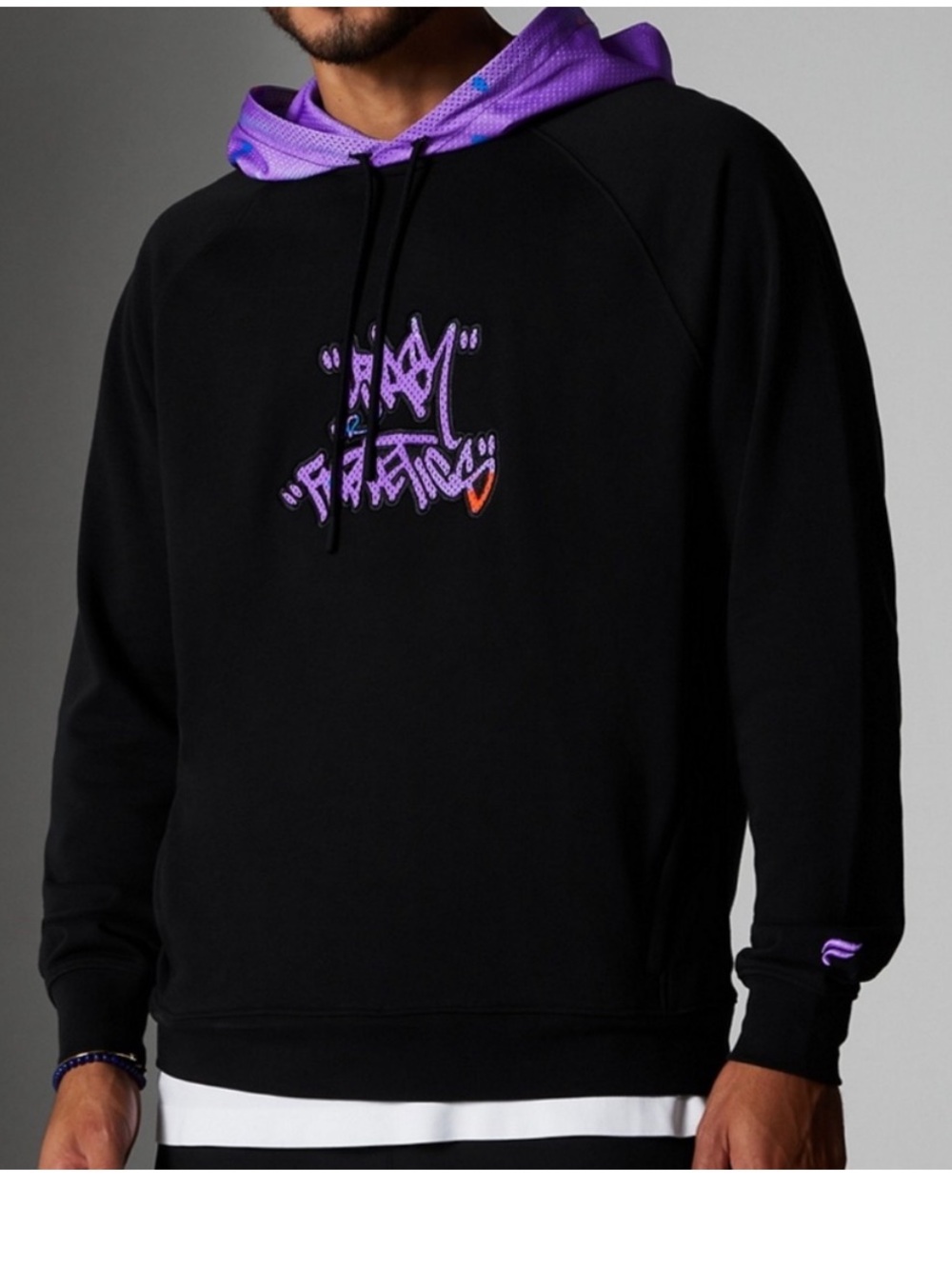 NWT Fabletics x STASH Graffiti Black Purple Hoodie Men XS